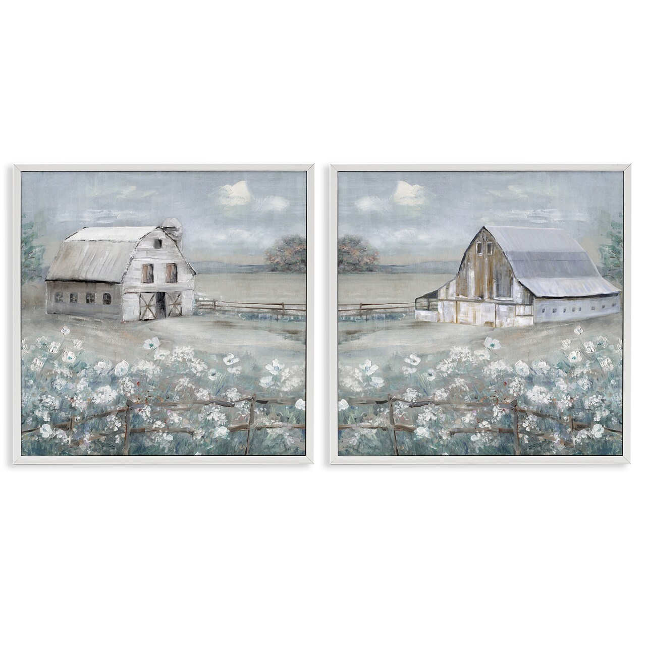 Stupell Industries Country Meadows with Barns 2pc Framed Giclee Wall Art Set Design by Sally Swatland